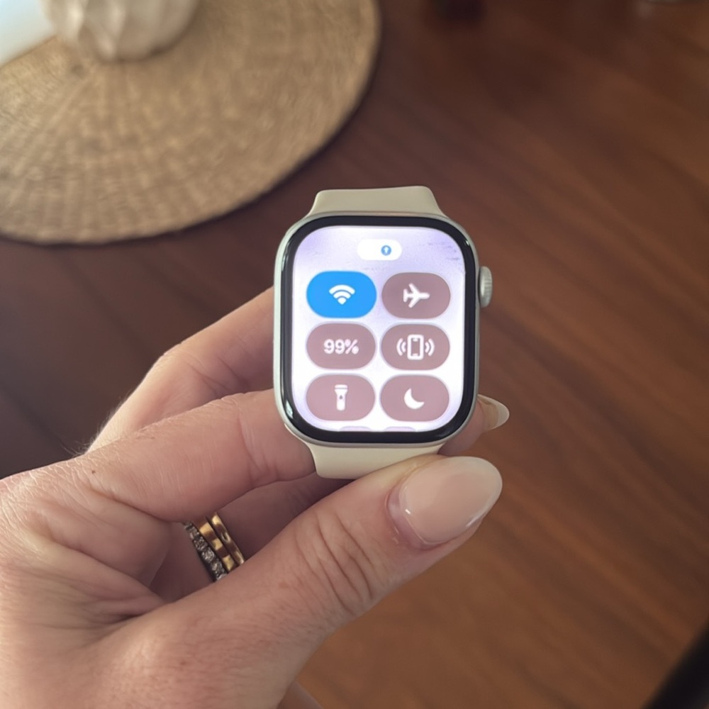 Apple Watch Series 10 GPS, 42mm Silver Aluminum Sport Case with Starlight Sport - Picture 10 of 16